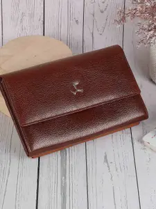 Mochi Women Textured Zip Detail Leather Envelope Wallet