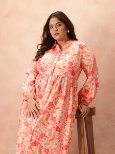 all about you Floral Print Shirt Style Midi Dress