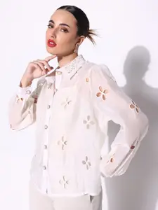 SHOWOFF Women Comfort Semi Sheer Casual Shirt