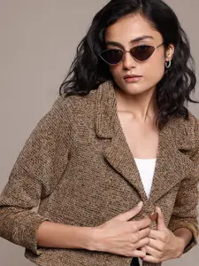 The Roadster Lifestyle Co. Single-Breasted Crop Woollen Blazer