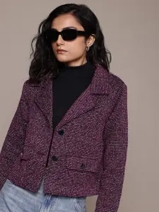 The Roadster Lifestyle Co. Single-Breasted Crop Woollen Blazer