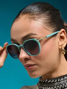 HASHTAG EYEWEAR Women Oval Sunglasses with UV Protected Lens 33 SKU-G15077-BLU