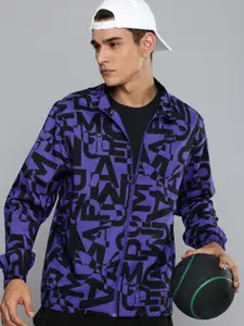 Puma Fit All-Over Typography Printed Drycell Mock Collar Training Sporty Jacket