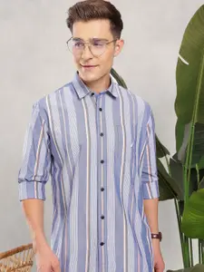 Nautica Classic Fit Opaque Striped Pure Cotton Casual Shirt