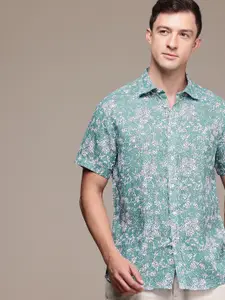 Nautica Pure Linen Classic Fit Geometric Printed Casual Shirt