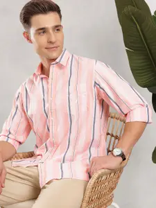 Nautica Classic Fit Opaque Striped Pure Cotton Casual Shirt