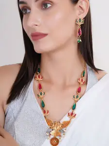 Adwitiya Collection Gold Plated Beaded Necklace and Earrings