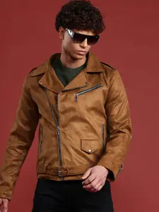 Leather Retail Suede Biker Jacket With Belted Detail