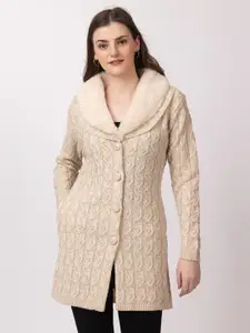 TWENTY ME Women Cable Knit Longline Cardigan Button Closure Sweaters