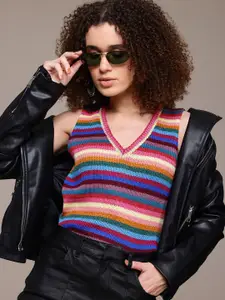 The Roadster Lifestyle Co. Striped Woollen Sweater Vest