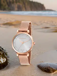 GIORDANO Women Embellished Dial & Stainless Steel Bracelet Style Straps Analogue Watch