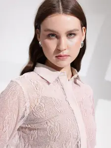 her by invictus Lace Sheer Casual Shirt