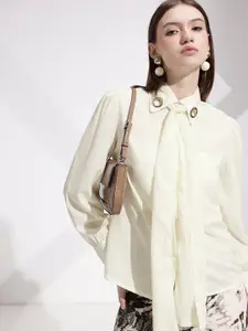 her by invictus Spread Collar With Tie-Up Casual Shirt