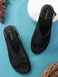 TRASE Women Open Toe Wedge Sandals Backstrap Heels