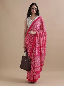 Jaipur Kurti Floral Printed Pure Cotton Saree