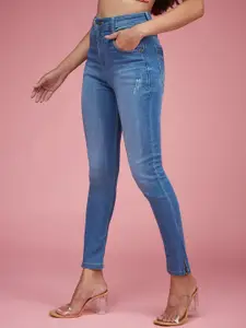 Miss Chase Women Skinny Fit High-Rise Light Fade Stretchable Jeans