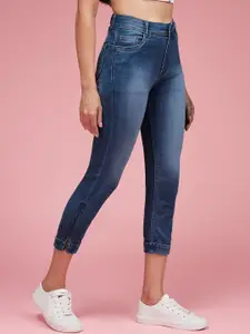 Miss Chase Women Skinny Fit High-Rise Light Fade Stretchable Crop Skinny Jeans