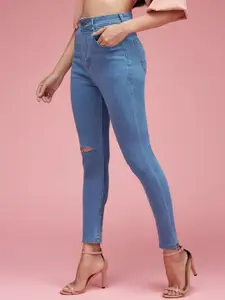 Miss Chase Women Skinny Fit High-Rise Mildly Distressed Stretchable Jeans