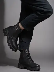 The Roadster Lifestyle Co. Women Lace-Ups Heeled Chunky Boots