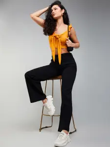 DOLCE CRUDO Women Wide Leg High-Rise Stretchable Jeans