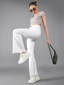 DOLCE CRUDO Women Cotton Bootcut High-Rise Stretchable Jeans