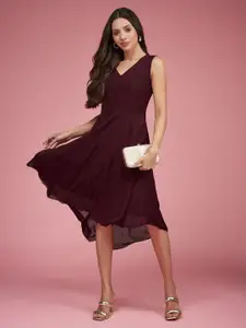 Miss Chase Women Georgette V-Neck Fit & Flare Midi Dress