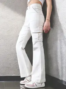 DOLCE CRUDO Women Wide Leg High Rise Clean Look Stretchable Denim Jeans