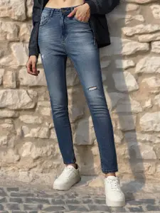 High Star Women Comfort Skinny Fit High Rise Heavy Fade Stretchable Jeans