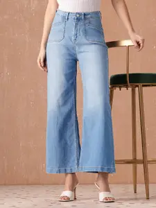 all about you Women Wide Leg High-Rise Heavy Fade Stretchable Jeans