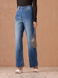 all about you Women Straight Fit High-Rise Heavy Fade Stretchable Jeans