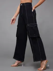 Miss Chase Women Wide Leg High-Rise Stretchable Jeans