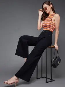 Miss Chase Women Wide Leg High-Rise Stretchable Jeans