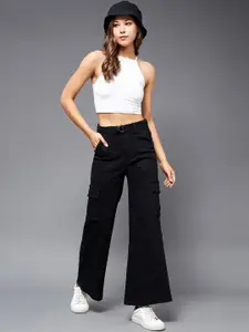 Miss Chase Women Wide Leg High-Rise Stretchable Jeans