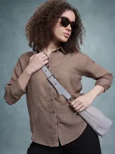 The Roadster Life Co. Semi Sheer Checked Casual Shirt