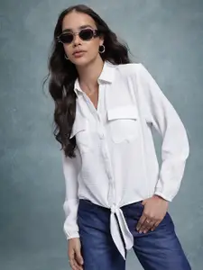 The Roadster Life Co. Textured Casual Shirt with Waist Tie Up Detail