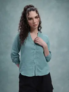 The Roadster Life Co. Women Pure Cotton Contrast Stitch Casual Shirt