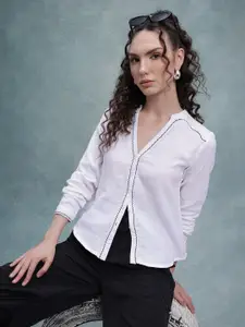 The Roadster Life Co. Women Pure Cotton Contrast Stitch Casual Shirt