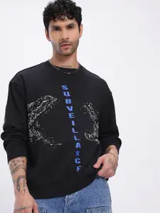UNRL Printed Relaxed Fleece Sweatshirt