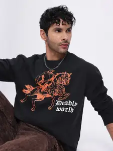 UNRL Printed Relaxed Fleece Sweatshirt