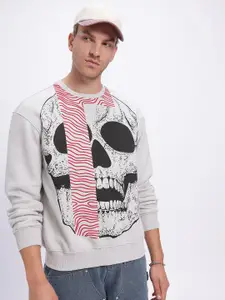 UNRL Grunge Printed Fleece Sweatshirt