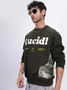 UNRL Printed Relaxed Fleece Sweatshirt