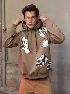 UNRL Men Printed Hooded Sweatshirt