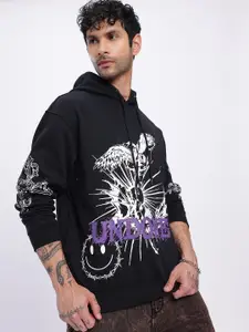 UNRL Printed Hooded Relaxed Sweatshirt