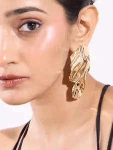 ToniQ Gold-Plated Molten Contemporary Drop Earrings