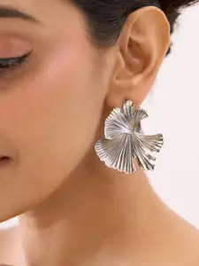 ToniQ Silver-Plated Floral Petal Drop Earrings