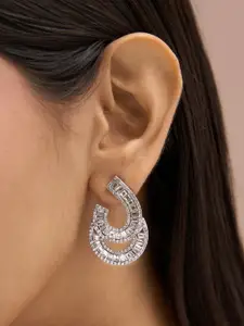 ToniQ Silver-Plated CZ Stud Earrings
