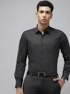 Van Heusen Pure Cotton Monochrome Slim Fit Opaque Printed Formal Shirt