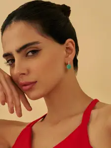 Kushal's Fashion Jewellery Gold-Plated Zircon Square Hoop Earrings