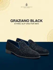 MICHAEL ANGELO Men Woven Design Slip-On Mojaris