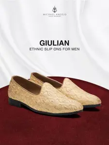 MICHAEL ANGELO Men Pointed Toe Woven Design Mojaris